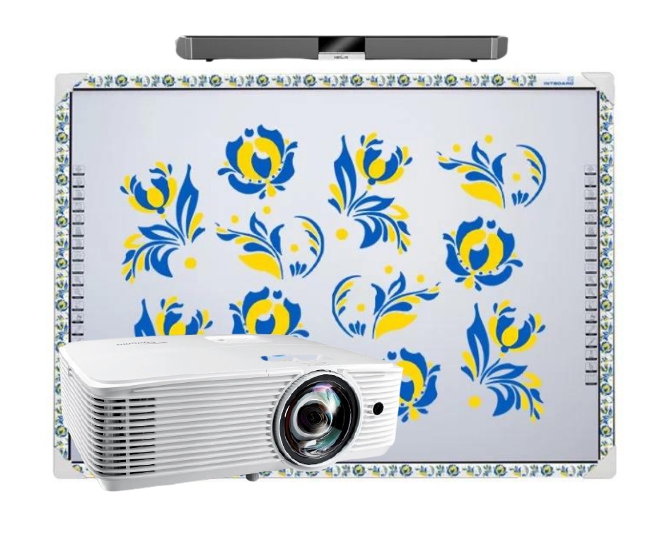 Інтерактивна дошка Intboard UT-TBI82S-UA та короткофокусний проєктор Optoma Х309ST із зовнішньою акустичною системою